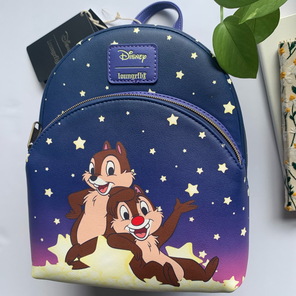 New Loungefly Disney Chip 'n' Dale Starry Night Mini Backpack